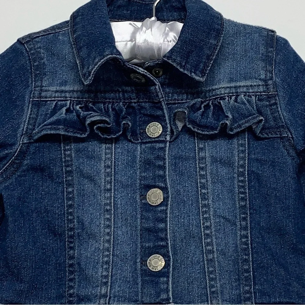 Okie Dokie Girls Size 2T Toddler Snap Button Stretch Denim Blue Jean Jacket